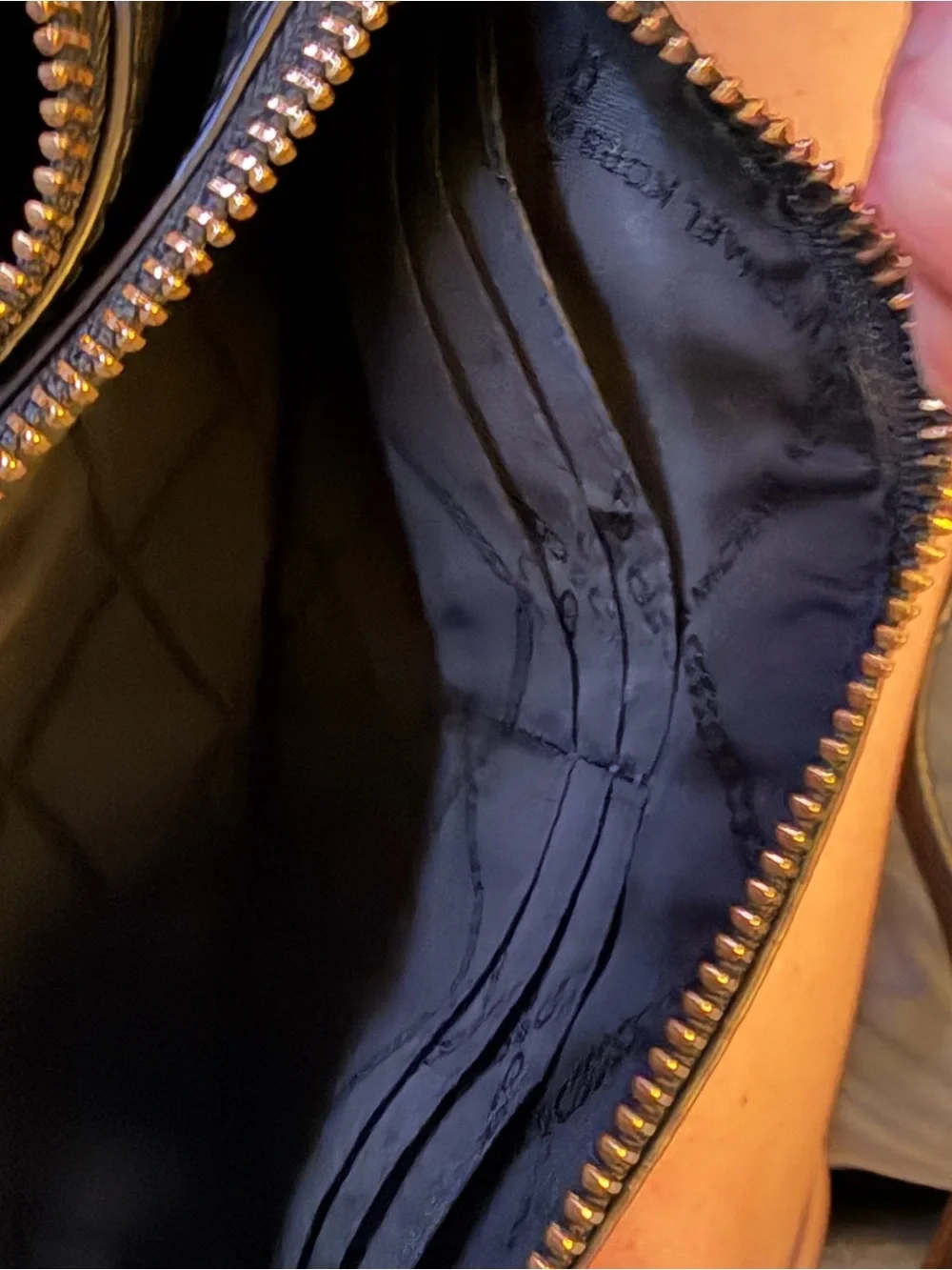 Michael Kors Black Leather Wristlet with Gold Hardware